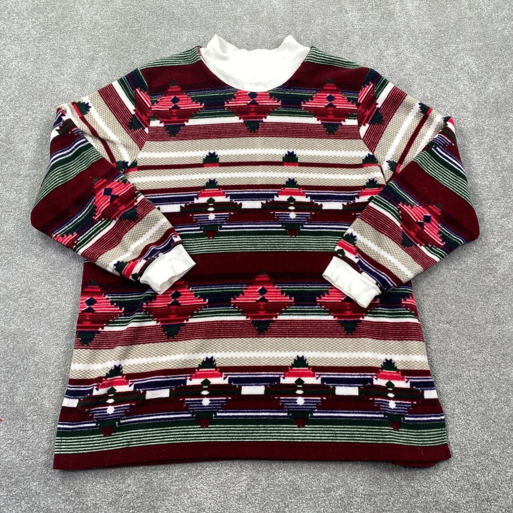 Vintage 90s Blair Aztec Fleece Turtleneck Sweater Men's Size XL Multicolor